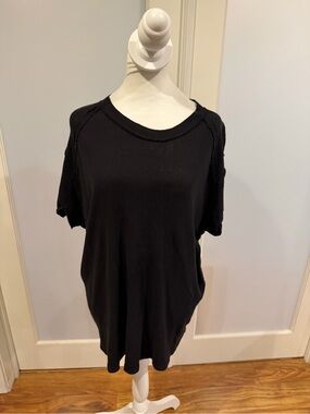 We The Free Black Short Sleeve Raw Edge Tee